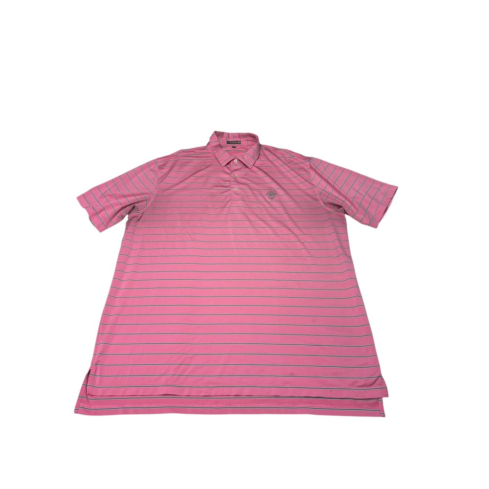 Peter Millar Summer Comfort Polo Shirt Mens XXL Pink Striped Golf Performance